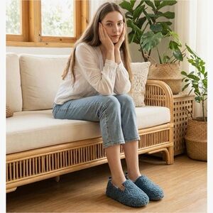 Cozy Blue Fuzzy Slippers